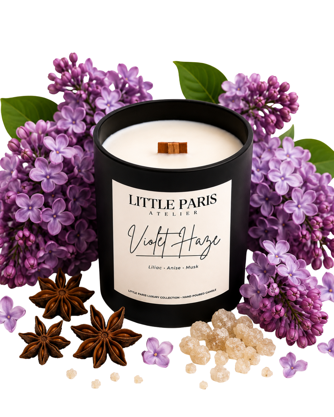 Lumânare parfumată Violet Haze - Liliac • Anason • Violete - Little Paris Atelier