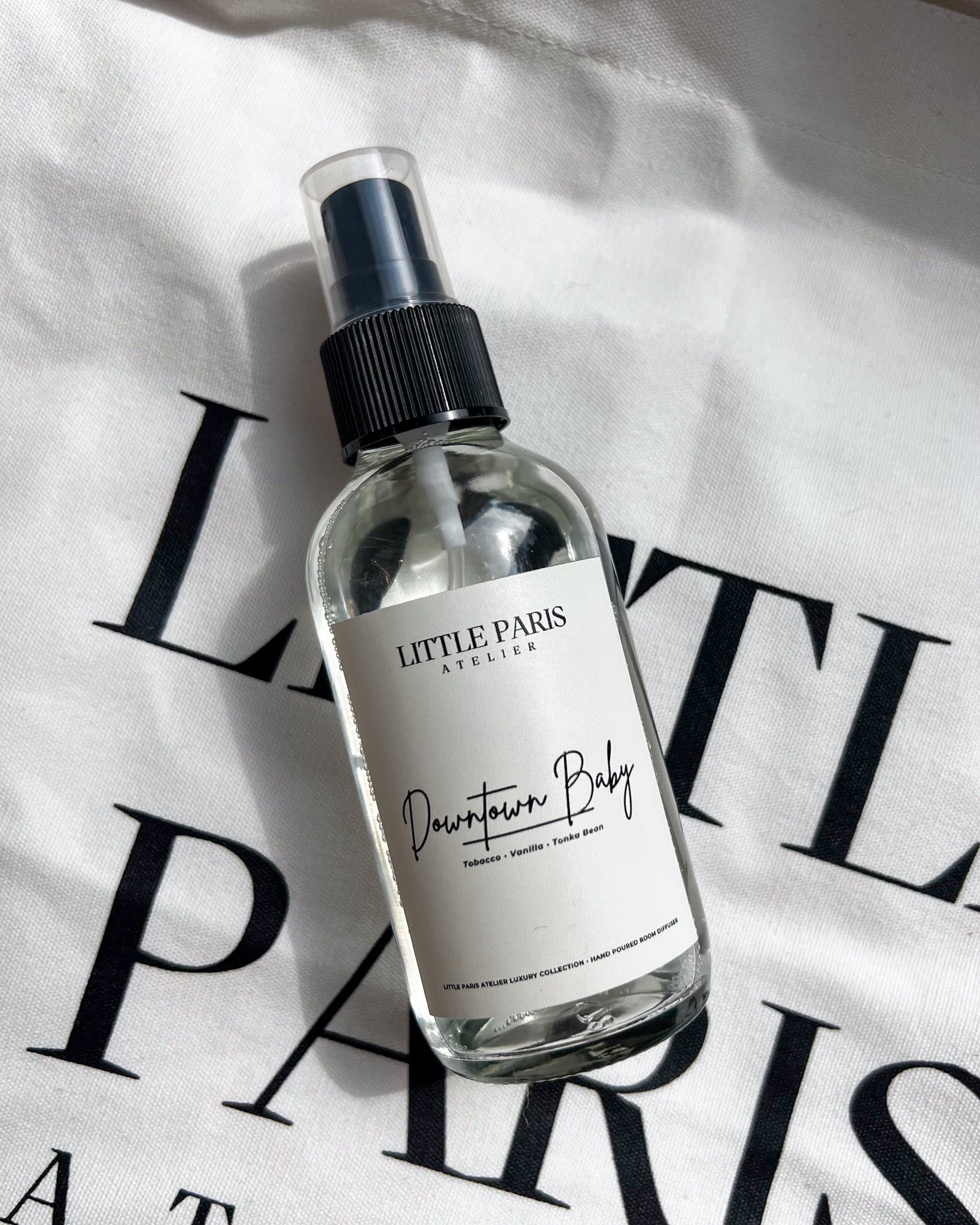 Spray de cameră și textile - Downtown baby - Tabac • Vanilie • Boabe de Tonka
