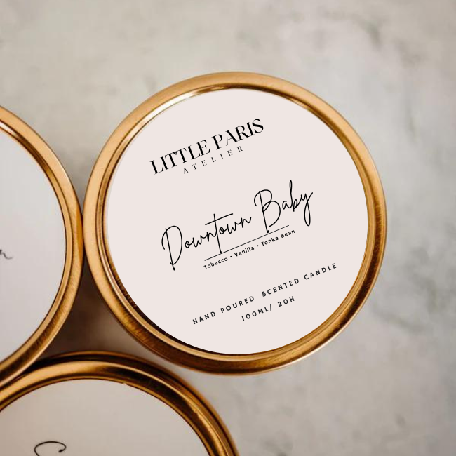 Lumânare parfumată Downtown baby - Tabac • Vanilie • Boabe de Tonka - Travel Size